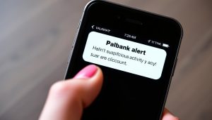 Example of a fake bank alert text message on a smartphone screen