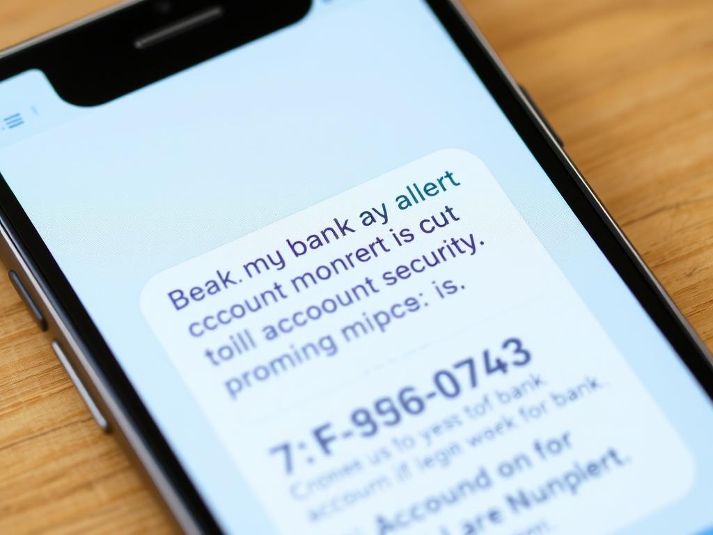 Fake bank alert text message requesting an urgent call back
